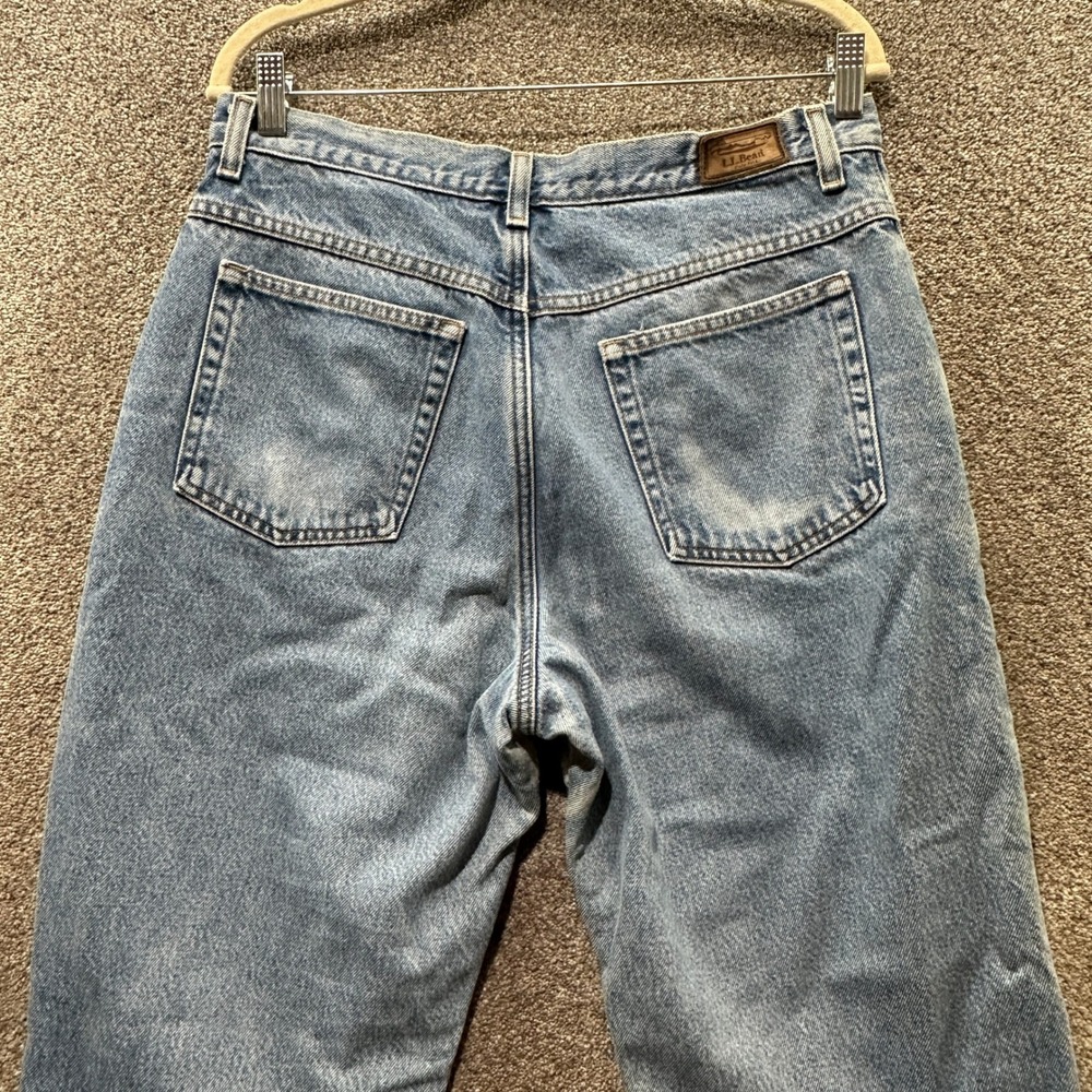 VTG LL Bean‎ Double L Flannel Blanket Lined Jeans Womens 14P Blue Denim Relaxed - Picture 12 of 15